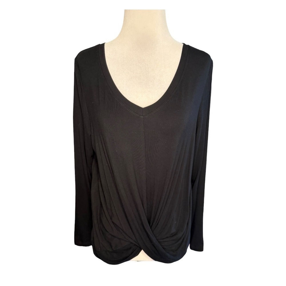 Soma Black V-Neck Twist Front Long Sleeve Top Women's Size‎ Medium